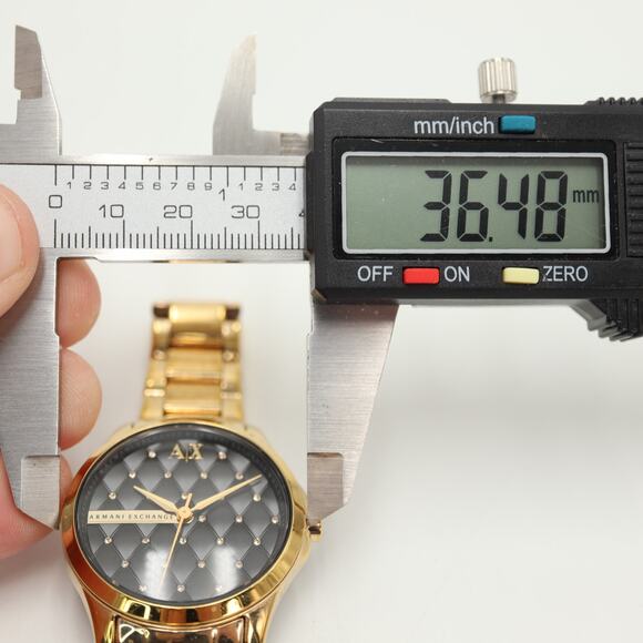 Armani Exchange Womens Black Gold Tone Quilted Dial 36mm Watch  w New Battery - Picture 2 of 12